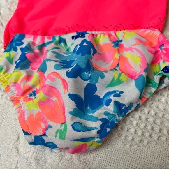 Carter’s Baby Girl Swim Bundle 6 Months Swimsuits Neon Floral Rust Ruffle Suit - Picture 4 of 5